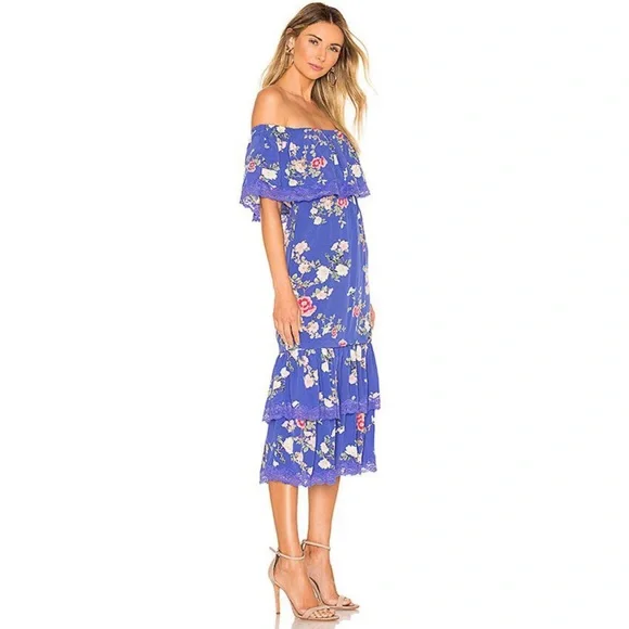 NWT Lovers + Friends Elouise Off Shoulder Floral Midi Dress - Picture 5 of 13